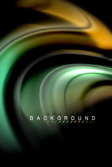 Fluid liquid colors design, colorful marble or plastic wavy texture background, glowing multicolored elements on black, for business or technology presentation or web brochure cover design, wallpaper