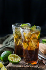 Cuba libre or long island iced tea alcohol cocktail drink