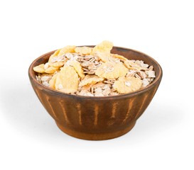 the oat flakes on a wooden spoon