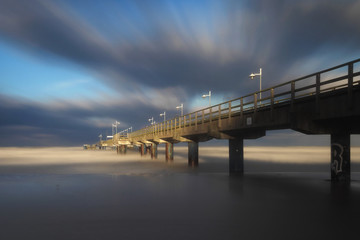 Long exposure photography of pier in Bansin, Usedom Island, Germany