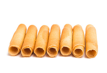wafer rolls isolated on white background