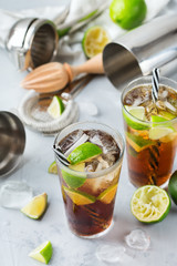 Cuba libre or long island iced tea alcohol cocktail drink