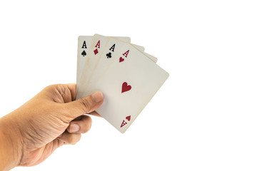 Ace in the hand of man isolated