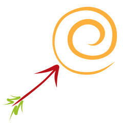 The goal and arrow flying towards her