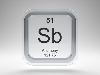 Antimony symbol on modern glass and metal rounded square icon