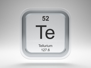 Tellurium symbol on modern glass and metal rounded square icon