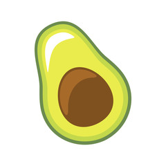 Fresh slice of avocado on white background