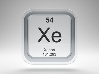 Xenon symbol on modern glass and metal rounded square icon