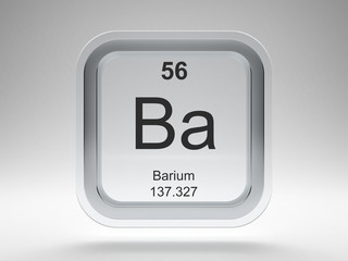 Barium symbol on modern glass and metal rounded square icon