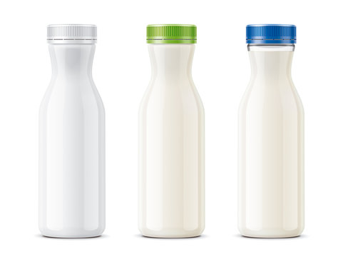 White bottles for milk, dairy foods and other drinks
