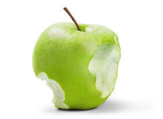 A Green Apple with Bites