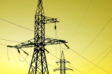 masts and wires on a background blue sky.
