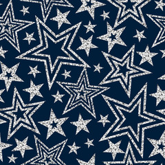 Sparkle seamless pattern with silver glitter stars