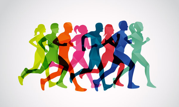 Marathon runners vector template