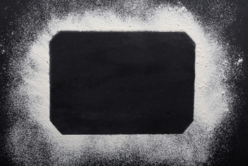 Obraz premium Baking background with copy space on black surface for your text. Top view.