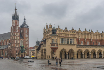 Fototapeta na wymiar Krakow, Poland - the second biggest city in Poland, Krakow offers a mix of history and modernity. Here in the picture a perspective of the Old Town and the main square