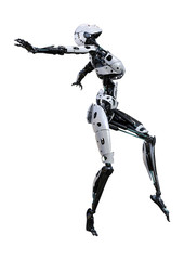 3D Rendering Female Robot on White