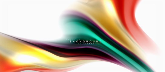 Fluid liquid mixing colors concept on light grey background, curve flow, trendy abstract layout template for business or technology presentation or web brochure cover, wallpaper