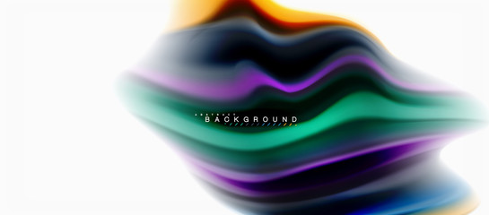 Fluid liquid mixing colors concept on light grey background, curve flow, trendy abstract layout template for business or technology presentation or web brochure cover, wallpaper