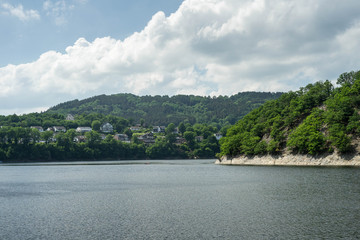 Lake trip in Rurberg, Simmerath, North Rhine Westphalia, in the Eifel National Park in Germany