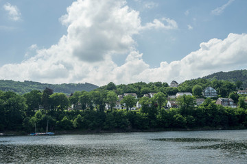 Lake trip in Rurberg, Simmerath, North Rhine Westphalia, in the Eifel National Park in Germany