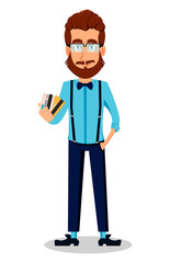 Young bearded hipster man in glasses