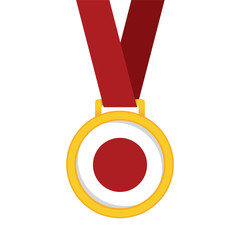 Japan national flag gold first place winners medal.