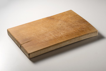 Isolated rectangular wooden chopping board