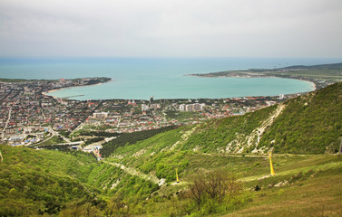 View of Gelendzhik Bay from Markotkh Range. Krasnodar Krai. Russia