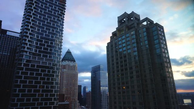 Timelapse of buildings with clouds in Midtown Manhattan. New York City, United States of America.