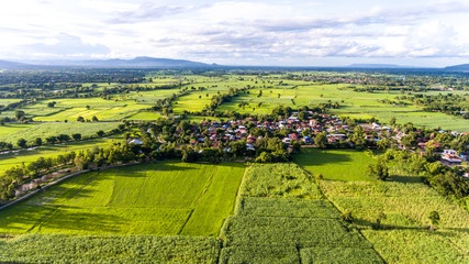 Fototapeta na wymiar Aerial view of the countryside in thailand. 