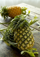 Market Pineapples on wooden
