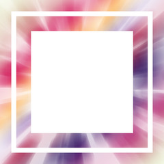 Blurred colorful abstract background. Picture frame for cheerful, joy concepts. Square mock up template. Design for posters, flyers, party invitations, booklets, greeting cards, scrapbook page, albums