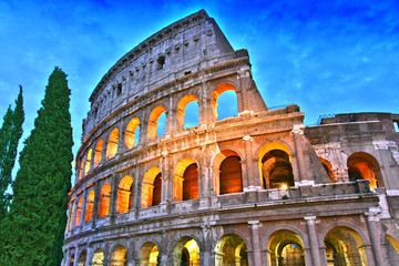 Fototapeta premium The Colosseum or Coliseum in the city of Rome, Italy.