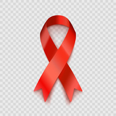 Stock vector illustration red ribbon Isolated on transparent background. HIVAIDS awareness. Substance-abuse awareness EPS10