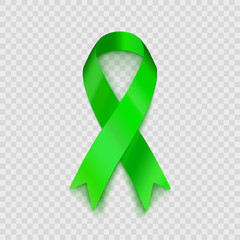 Stock vector illustration lime green ribbon Isolated on transparent background. Non-Hodgkin lymphoma awareness EPS10