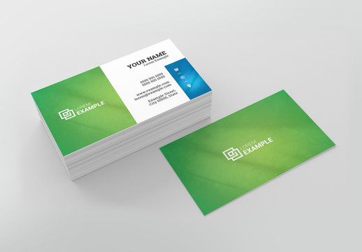 Business Card Layout wth Green Background