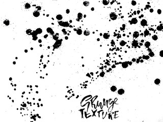 Handdrawn grunge texture. Abstract ink drops background. Black and white grunge illustration. Vector watercolor artwork pattern.