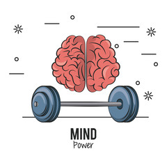 Mind power and brain with weights vector illustration graphic design