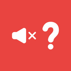 Vector icon concept of sound off symbol with question mark on red background