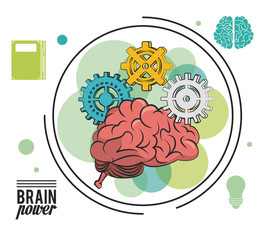 Brain power concept and gears vector illustration graphic design