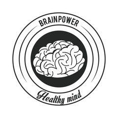 Brain power healthy mind label round emblem vector illustration graphic design