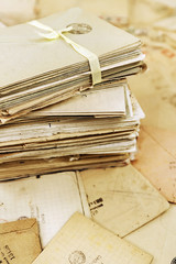 Stack of the old paper mail letters