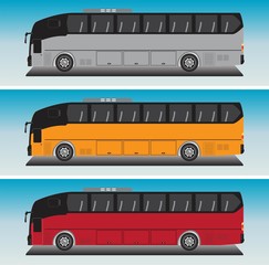 Bus Vector in Blue sky Bacground