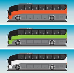 Bus Vector in Blue sky Bacground