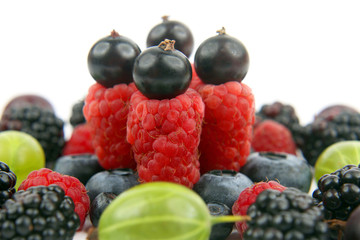 different berries on a white background