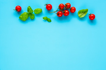 Fototapeta na wymiar Tomatoes and basil frame