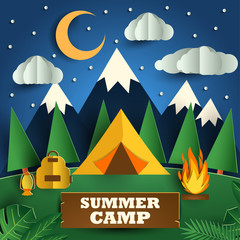 summer camp outdoor activity illustration