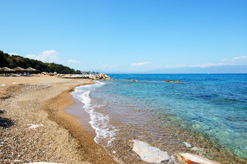 The beach at modern luxury hotel, Peloponnes, Greece