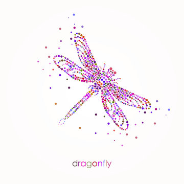 Bright Abstract Dragonfly. Bubbles Design. Beauty.